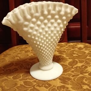 Elegant White Hobnail Vase